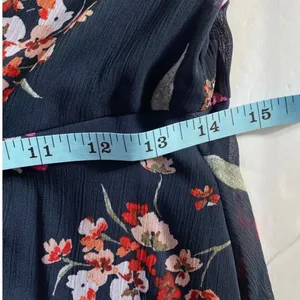 Calvin Klein Navy Blue Floral Chiffon High Low‎ Maxi Dress 4 NWT Wedding Guest thumbnail 5