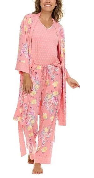 NWT Flora Nikrooz 3-Piece Sleep Set – Pink Floral (Medium)B28 thumbnail 1