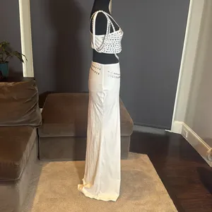 Women’s White Sparkly BodyCon 2 Piece Party Club Outfit Size M NEW *READ thumbnail 4