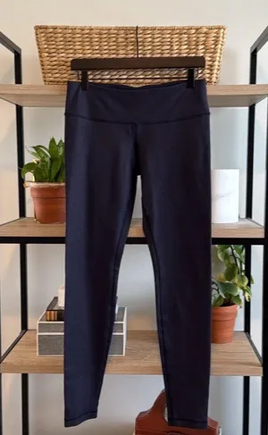 Lululemon Mid-Rise Navy Blue Twill Stretch Knit Legging, 8 thumbnail 1