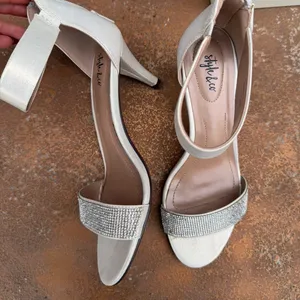 Style&co Women's Phillys Two-Piece Evening Sandals white silver sz 7.5 thumbnail 3