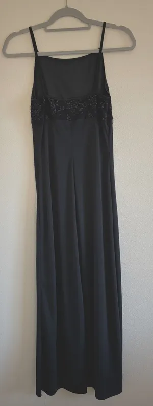 Vintage Y2K Maxi Dress Medium Black Whimsigoth Fairy Hoco Prom High Neck Stretch thumbnail 1