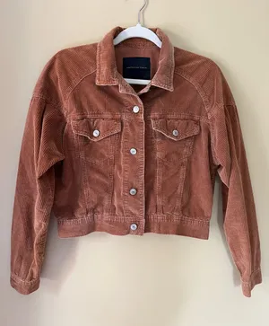 American Eagle Outfitters Rust Corduroy Cropped Jacket thumbnail 1