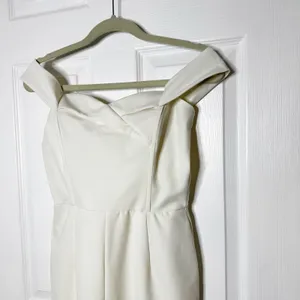 Lavish Lice White Bardot Off‎ Shoulder Midi Dress Sweetheart Neckline US6 UK10 thumbnail 2