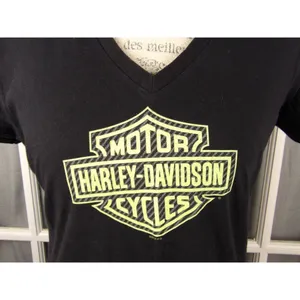 Harley Davidson Womens Black‎ V Neck Tshirt Large Black thumbnail 3