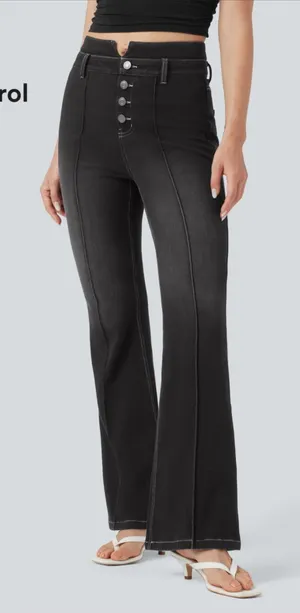 Halara Flex™ Mid Rise Tummy Control Casual Flare Jeans with Pockets thumbnail 1