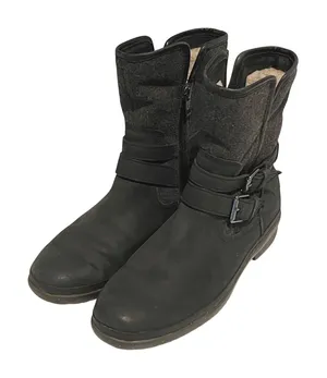 UGG Simmens Waterproof Boot Womens‎ 8.5 Black Leather Wool Moto Buckle 1005285 thumbnail 1