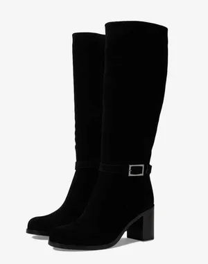 NWT La Canadienne Paul Buckled High Heel Boots, Black Size 7.5M New in Box $650 thumbnail 4