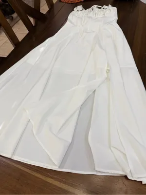 Parthea white Corset Midi Dress Size M Lace Up Back Side Slit NIP thumbnail 6