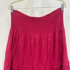 Cabi Raspberry Pink Tiered Cotton Midi Skirt Smocked Waist Boho Medium‎ Picnic thumbnail 3