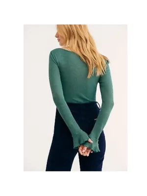 Free people say when metallic green long sleeve top thumbnail 3