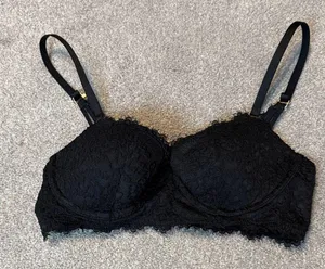 Aerie Black Lace Lightly Lined Bra Size 32 C thumbnail 1