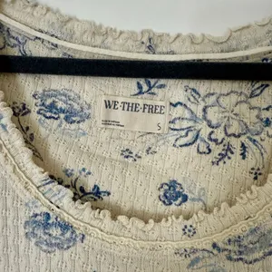 Free People We The Free Clover Print Thermal Top Size S Ivory Oversized Cotton thumbnail 5