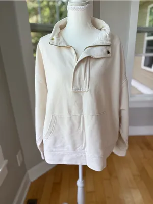 a new day Ivory Cream Quarter-Zip Pullover Sweatshirt Size XL thumbnail 8