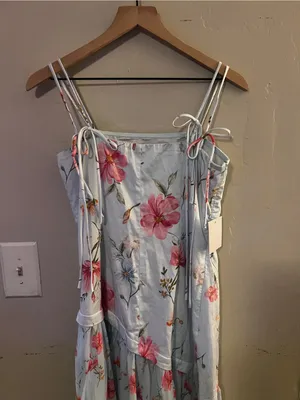 Petal & Pup Light Blue Floral Maxi Dress with‎ Pink Blooms Size 8 NWT thumbnail 10
