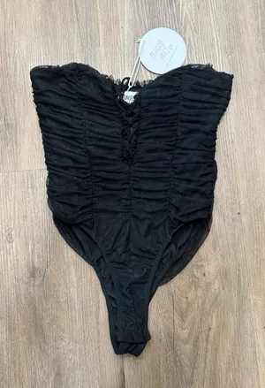 Oh Polly Black Elysia Bodysuit Bandeau Bodysuit Women's Size 6 NEW‎ thumbnail 1