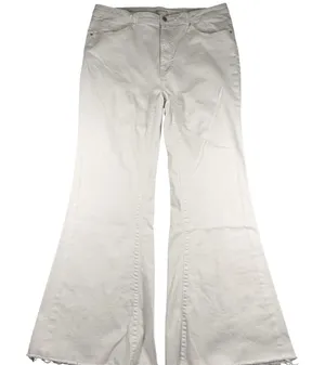 Risen Flare Jeans Womens 2XL Plus White High Rise Frayed Raw Hem Stretch Denim thumbnail 1