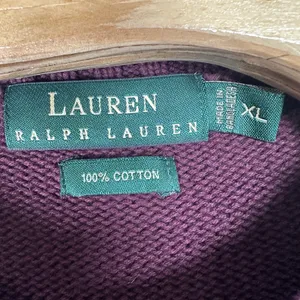 Lauren Ralph Lauren Sweater Womens Size XL Wine Cotton Knit Crest Logo Pullover thumbnail 5