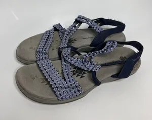 Skechers Reggae Slim Sandals Womens 6 Blue Fair Strappy Woven Memory Foam casual thumbnail 1