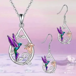 Hummingbird Silver Necklace and Earrings thumbnail 3