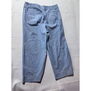Talbots Womens Blue Cotton Wide Leg Crop Pants Size 14 Chambray Patch Pocket thumbnail 2