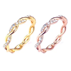 NEW 14k‎ Gold Plated Sterling Simulated Diamond Eternity Band Ring, Size 7.5 thumbnail 8
