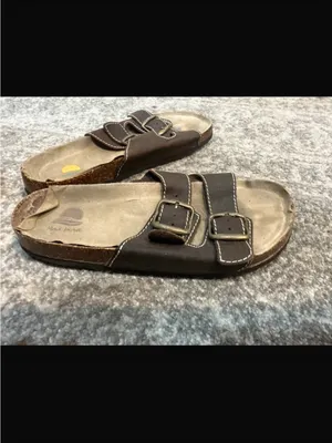Maui Island Brown Double-Buckle Slide Sandals thumbnail 3