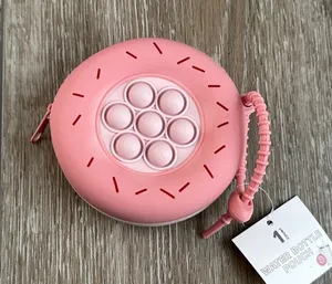 NWT Water Bottle Pouch In Pink w Fidget Poppers Zips Shut thumbnail 1