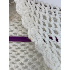 Vintage Pineapple Crochet Shawl Fringe Wrap Ivory Boho Festival One Size thumbnail 15
