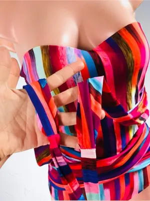 Athena Kaleidostripe Ashlyn One Piece Swimsuit M NWT Convertible Halter thumbnail 7