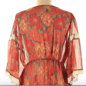 Free People vintage floral blouse red L thumbnail 3