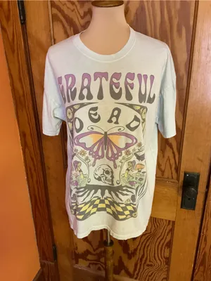 American Eagle Grateful Dead Graphic Tee XS Butterfly Skull Mushroom Band Tee thumbnail 9