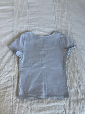 John Galt light blue ruched tshirt with a little lace thumbnail 3