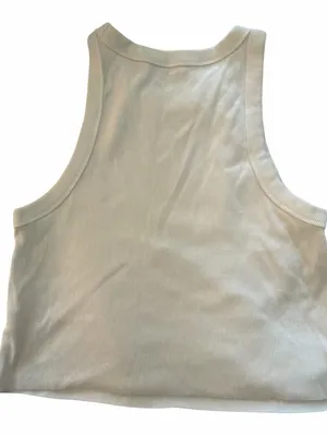 Aerie White Ribbed Crop Tank Top thumbnail 2
