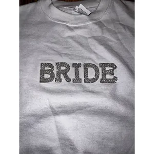 Hanes Bride Crewneck Sweatshirt Women's Sz S Small Pearls‎ Rhinestones Wedding thumbnail 2