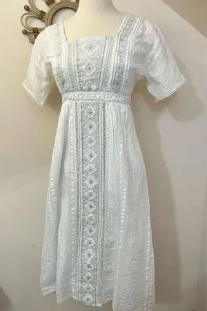 Anthropologie Alene Embroidered Lace Midi Dress White XS/O thumbnail 1