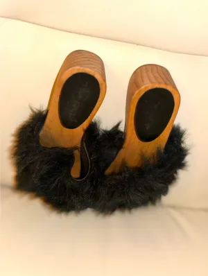 Free People "Sonnet" clogs, characterized by their wooden sole and black synthetic leather details. Size 7 thumbnail 3