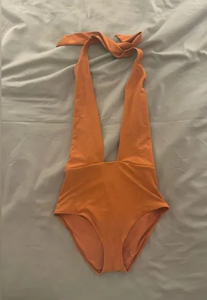 Aerie One Piece Burnt Orange Halter Swim Suit thumbnail 4