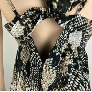🖤 ZARA Woman Snakeskin Print Mini Dress Tie Back Adjustable Straps Sz XS🖤 thumbnail 5