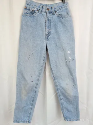 Vintage Distressed Levi's High Waisted Tapered Ankle Slit Jeans thumbnail 1