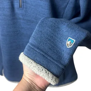 Kuhl Blue Quarter Zip Mock Neck Sherpa Lined Fleece Pullover Cabincore‎ Hiking L thumbnail 5