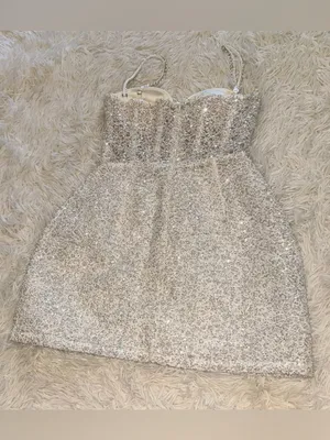 NEW NADINE MERABI Alice Embellished Belted WHITE Minidress sz 4 thumbnail 8