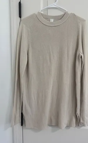 lululemon athletica Cream Crewneck Ribbed Knit Sweater thumbnail 1