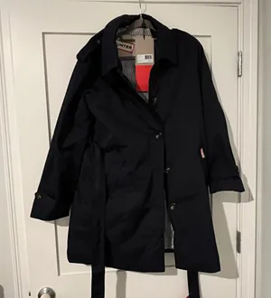 New with tags Hunter Stacy Water Resistant Trench Coat Size Large Navy thumbnail 3