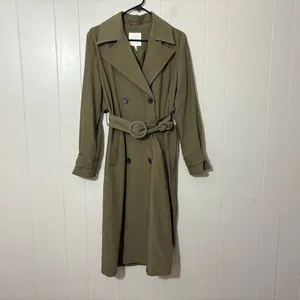Avec Les Filles Stretch Crepe Double Breasted Trench Coat Olive XS thumbnail 2