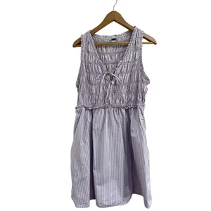 Old Navy Stripe Smocked‎ Mini Dress Cotton Poplin Purple Cottagecore Size Large thumbnail 3