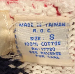 Vintage Argyle Patriotic Cardigan Flag Sweater Red White Blue Stars Oversized S thumbnail 6