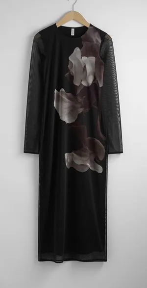 NWT & Other Stories Floral Maxi Dress Side Slit Pink Blue Size 4 thumbnail 1