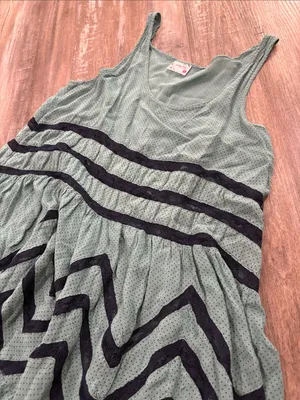 Free People Trapeze Tank Dress Size XS Teal & Navy Beachy Boho Retro Summer thumbnail 8