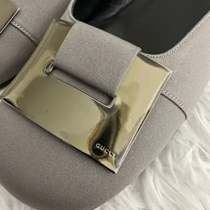 Authentic GUCCI‎ Mule Slides Kitten Stingray Heel Shoes 7.5 7 1/2 thumbnail 3